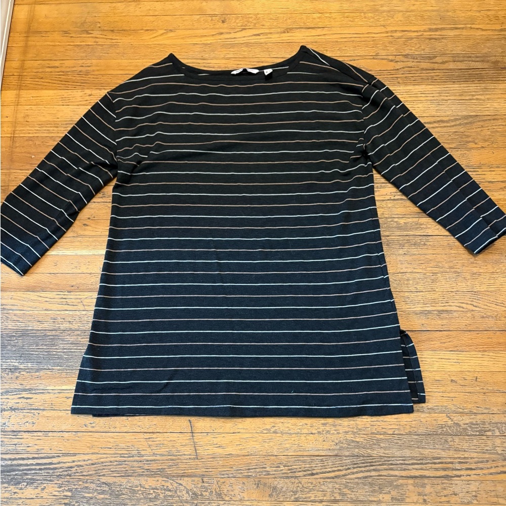 Isaac Mizrahi gray and bronze striped tunic